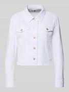 Marc Cain Jeansjacke mit Brusttasche und Fransen in Weiss, Größe 34