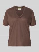Scotch & Soda Regular Fit T-Shirt aus Leinen-Mix mit V-Ausschnitt in D...