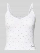 Guess Jeans Trägertop mit V-Ausschnitt und Logo in Weiss, Größe L