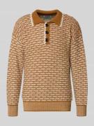 Scotch & Soda Strickpullover mit Polokragen und Knopfleiste in Camel M...