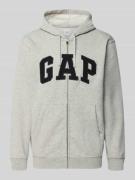 GAP Sweatjacke mit Logo und Känguru-Tasche in Hellgrau Melange, Größe ...