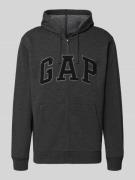 GAP Sweatjacke mit Logo und Känguru-Tasche in Dunkelgrau, Größe L
