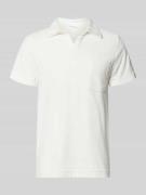 Lindbergh Relaxed Fit Poloshirt mit V-Ausschnitt in Offwhite, Größe L