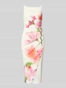 Lipsy Cocktailkleid mit Raffungen und Gehschlitz in Ecru, Größe 32