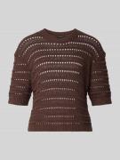 OPUS Regular Fit Sweatshirt mit Lochmuster Modell 'Mina' in Dunkelbrau...