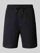 REVIEW Shorts in Plissee-Optik mit elastischem Bund in Black, Größe L