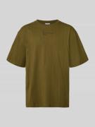 KARL KANI Relaxed Fit T-Shirt mit Logo-Stitching in Khaki, Größe L