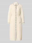 comma Regular Fit Midikleid in Falten-Optik in Offwhite, Größe 36