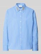 comma Regular Fit Hemdbluse mit Ziersteinbesatz in Bleu, Größe 34