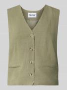 Pieces Regular Fit Weste aus Viskose-Leinen-Mix Modell 'VINSTY' in Dun...