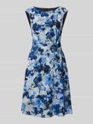 Vera Mont Knielanges Cocktailkleid mit Knotendetail in Blau, Größe 42