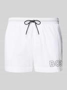 BOSS Regular Fit Badeshorts mit Label Print Modell 'MOONEYE' in Weiss,...