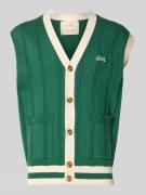 BLKVIS Regular Fit Weste in Strick-Optik mit Logo-Stitching in Dunkelg...