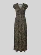 Apricot Maxikleid aus Viskose mit V-Ausschnitt in Black, Größe L