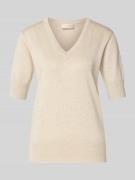FREE/QUENT Strickshirt mit V-Ausschnitt Modell 'Katie' in Beige, Größe...