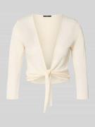 Zero Strickjacke aus Viskose-Mix mit Schnürung in Ecru, Größe 38