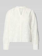 Tom Tailor Regular Fit Langarmbluse mit Baumwoll-Anteil in Weiss, Größ...