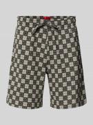 HUGO Regular Fit Sweatshorts mit Logo-Print in Khaki, Größe L