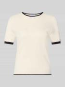 comma Strickshirt mit Rundhalsausschnitt in Offwhite, Größe 34