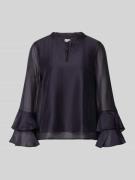 comma Regular Fit Bluse aus Lyocell-Mix mit Volants in Marine, Größe 3...