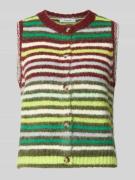 Topshop Strickweste mit Streifenmuster Modell 'CARO' in Mittelbraun Me...