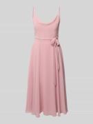 Jake*s Cocktail Knielanges Cocktailkleid mit Bindegürtel in Rosa, Größ...