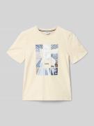 Boss Regular Fit T-Shirt aus Baumwoll-Mix in Sand, Größe 152