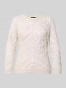 monari Strickshirt mit Rundhalsausschnitt in Ecru, Größe 34