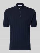 Manuel Ritz Slim Fit Poloshirt mit Knopfleiste in Marine, Größe L