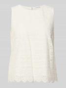 comma Blusentop aus Spitze mit Rundhalsausschnitt in Weiss, Größe 34