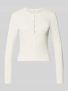 Only Slim Fit Langarmshirt aus Baumwoll-Mix Modell 'FEMKE' in Weiss, G...