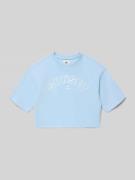 Garcia Cropped T-Shirt mit Logo-Print in Bleu, Größe 140