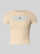 Tommy Jeans Slim Fit T-Shirt aus Baumwoll-Mix in Hellgelb, Größe L