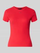 Tommy Jeans Slim Fit T-Shirt aus Baumwoll-Mix in Rot, Größe L