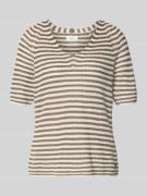 Fynch-Hatton T-Shirt aus Leinen mit V-Ausschnitt in Mittelbraun, Größe...