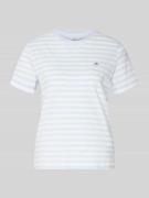 Gant T-Shirt mit Rundhalsausschnitt und Label-Stitching in Hellblau, G...