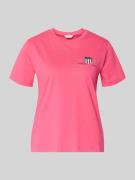 Gant T-Shirt mit Rundhalsausschnitt und Label-Stitching in Pink, Größe...