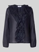 comma Regular Fit Bluse aus Lyocell-Mix mit Volants in Marine, Größe 3...