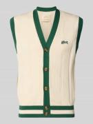 BLKVIS Regular Fit Weste in Strick-Optik mit Logo-Stitching in Offwhit...