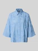 More & More Regular Fit Bluse mit Stitchings und 3/4-Arm in Hellblau, ...