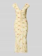 Little Mistress Midikleid mit Drapierungen und V-Ausschnitt in GELB, G...