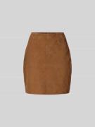 ROTATE Minirock aus echtem Ziegenvelours in Hellbraun, Größe 34