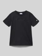 CHAMPION Regular Fit T-Shirt mit Logo-Stitching in Graphit, Größe 140