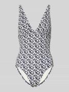 Marc O'Polo Badeanzug mit Allover-Muster in Dunkelblau, Größe L