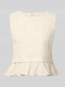 Liu Jo White Blusentop aus Baumwolle mit Stitchings in Ecru, Größe 32