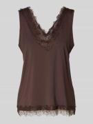 FREE/QUENT Regular Fit Top mit Spitzenbesatz Modell 'Bicco' in Dunkelb...