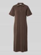 My Essential Wardrobe Polokleid mit Knopfleiste Modell 'Helle' in Taup...