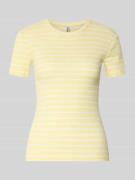 Pieces Slim Fit T-Shirt aus Baumwoll-Mix Modell 'RUKA' in Hellgelb, Gr...