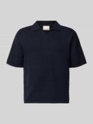 Jack & Jones Regular Fit Poloshirt mit V-Ausschnitt in Marine, Größe L