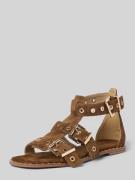 ALMA EN PENA Sandalette aus Leder mit Nieten in Hellbraun, Größe 36